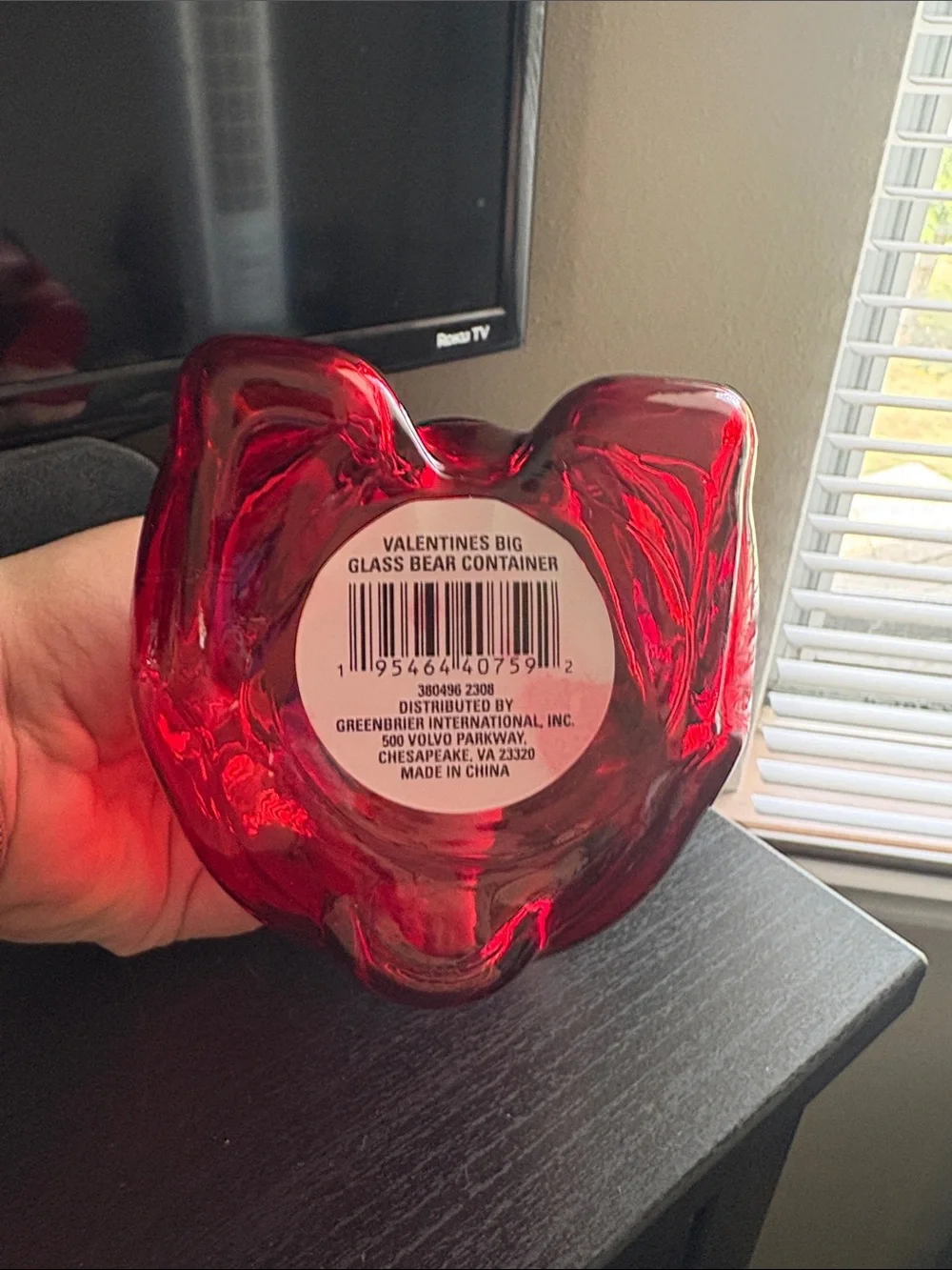 Red Teddy Bear Glass Jar